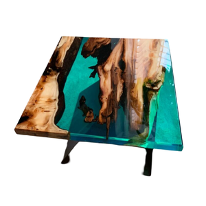 Mesa de comedor Rectangular de lujo moderna de alta calidad en resina epoxi diseño de Río de madera Humran EXPORTACIÓN DE India - Product Image 4