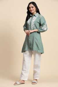 Trendmalls Femme Art Soie Broderie Kurta Style Ethnique pour Femme R99 - Product Image 2