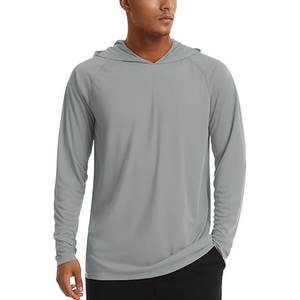 Sweat à capuche pour homme avec protection solaire UPF, manches longues, pour l'entraînement, la course à pied, la pêche, la randonnée, avec trous pour les pouces - Product Image 1