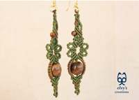 Boucles d'oreilles pendantes macramé vintage de qualité supérieure, créoles en argent plaqué or, faites à la main, bijoux de fête tendance