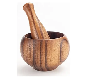 Maja de mortero de madera de bambú única, herramientas de especias de latón y Metal para condimentar, caja de pimienta, embalaje con logotipo personalizado en stock - Product Image 1