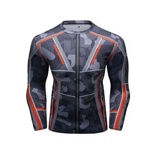 เสื้อรัดรูปสำหรับผู้ชายผ้าสแปนเด็กซ์/ ผ้าโพลีเอสเตอร์ออกแบบโลโก้ได้ตามต้องการ - Product Image 1