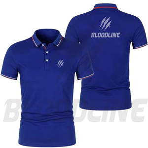 Chemise à manches courtes pour homme Bloodline, couleur unie, coton tricoté, respirant, coupe classique, 220g, bleu - Product Image 1