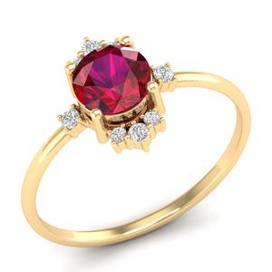 Anillo de Compromiso REYES con Gema de Rubí de Corte Brillante Redondo de Diseño Clásico de 0.84 Quilates en Plata de Ley 925, Joyería Fina con Moissanita - Product Image 2