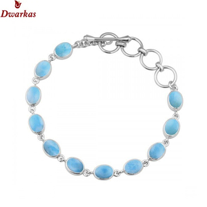 Joyería de Plata de Ley 925 hecha a mano, pulsera de moda de boda en forma de corazón de piedra Larimar Natural más Popular para regalos - Product Image 6