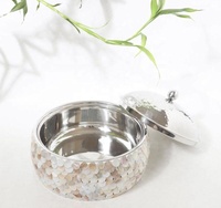 ART INDIEN EXOTIQUE, Acier inoxydable, Luxe moderne, Fait main, Récipient de stockage et chauffe-plats pour aliments secs, Motif floral, Capacité 50 ml, Personnalisable