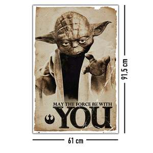 Póster de Yoda de Star Wars de estilo moderno, arte de pared en papel con marco negro, que la Fuerza te acompañe - Product Image 3