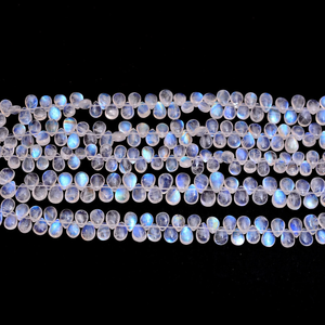 Pierre de lune arc-en-ciel blanche AAA 7x5mm-6x8mm perles de briolette poire lisse pierre de lune bleu feu perles de pierres précieuses semi-précieuses pour bijoux - Product Image 4