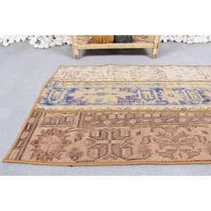 2x3 ft Vintage Rug, Turkish Rug, <b>Brown</b> Striped <b>Wool</b> Rug - Product Image 4