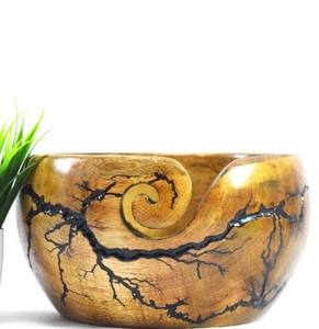 Bol en fil de bois fabriqué à la main conception de découpe de tourbillon Style Simple tricot Crochet fournitures cadeau parfait - Product Image 1