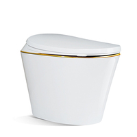 WC intelligent mural R510-P de luxe moderne en céramique, sans réservoir, à chasse d'eau par siphon, avec siphon en P, monobloc, et abattant à fermeture douce