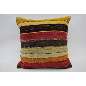 Coussin de luxe en laine multicolore Kilim 18x18 pouces Tissé Vintage & Fluffy Pattern Leaves Style Portable Literie Coussin décoratif - Product Image 1