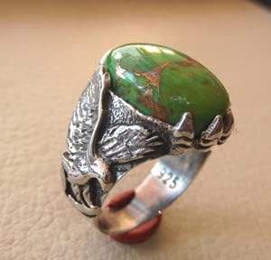 Bague pour homme en gros, nouvelle arrivée, pierre précieuse turquoise verte naturelle, bague lourde pour homme, bijoux, bague en argent sterling 925 - Product Image 6