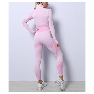 Respirant femmes Yoga survêtement 100% coton deux pièces vêtements de sport avec pantalon Slim Fit et haut pour l'entraînement de course à pied Fitness - Product Image 2