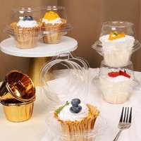 Boîte d'emballage pour cupcakes en gros, transparente, 2/1 trou, boîte d'emballage en plastique pour muffins, bol en plastique de qualité alimentaire