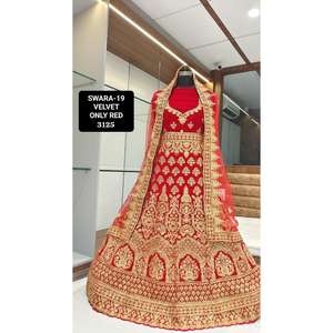 Lehenga Choli en velours de la meilleure qualité avec tenue traditionnelle indienne élégante et confortable Dupatta pour l'approvisionnement mondial en provenance d'Inde - Product Image 3