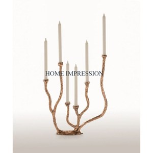 Portavelas de acero inoxidable de gran tamaño pulido con espejo, Decoración de mesa con diseño en relieve, portavelas para accesorios de mesa - Product Image 2