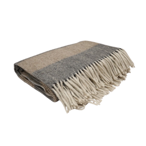 Manta de lana a rayas de espiga de estilo clásico excelente, manta acogedora para el hogar marrón y carbón - Product Image 4