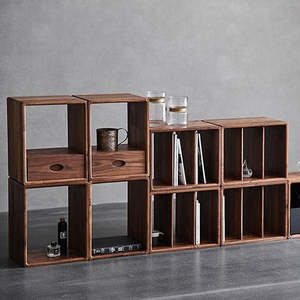 MODULAR MODERN ACACIA WOOD STACKABLE <b>STORAGE</b> BOX ORGANIZER <b>CRATE</b> WATERPROOF DESIGN for HOME OFFICE BATHROOM LIVING ROOM 0013-02 - Product Image 6