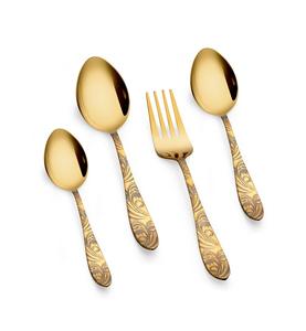 Portugal Plaqué Or Mat Couverts En Vrac Cuillères Fourchettes et Couteau En Acier Inoxydable Or Portugal Couverts Ensemble pour Mariage - Product Image 3