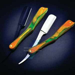 Rasoir droit de barbier à lame unique avec logo personnalisé Vente en gros à bas quantité minimale de commande Manche en bois en acier inoxydable Rasoirs de barbier - Product Image 4