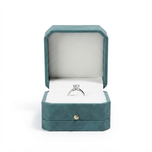 Caja de Joyería Octogonal de Cuero Sintético Verde Esmeralda Impresa con Cierre Metálico para Anillos y Pulseras, Proveedor al por Mayor - Product Image 2