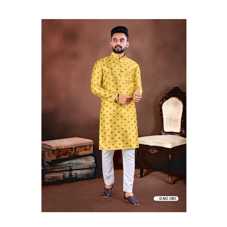 Traditional and Simple J-Card Silk with Contrast Butti Full Stitched Party Wear Collection Kurta Pajama for Men at Good Price