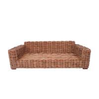Canapé traditionnel réglable en rotin CL, avec revêtement en rotin naturel et en cuir, pour le mobilier de salon