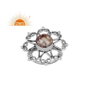 Best selling <b>oxidized</b> sterling silver natural Mojave Copper Ethiopian opal gemstone stackable ring jewelry manufacturer - Product Image 1