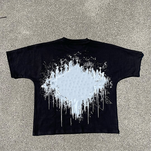 T-shirts d'été pour hommes sérigraphiés surdimensionnés lavés à l'acide T-shirts personnalisés - Product Image 5