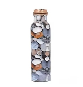 Botella de agua impresa de cobre puro Impresión maravillosa con logotipo personalizado Botella de cobre Bebida antigua Botella de agua de cobre saludable - Product Image 3