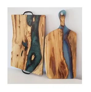 Tabla de cortar de madera con acabado de resina, diseño a la moda, fabricante y distribuidor