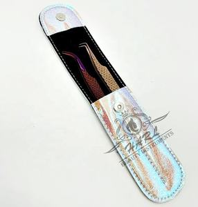 Pince à épiler d'extension de cils en acier inoxydable incurvée à 90 degrés avec pointe en fibre pour les sourcils - Product Image 3