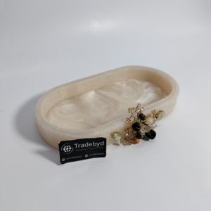 Bandeja de madera de resina epoxi de diseño moderno elegante hecha a mano con mango de metal Bandeja de servicio de cocina única para negocios de Bodas de té - Product Image 1