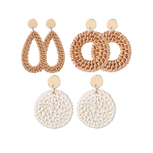 Entrega rápida pendientes de ratán de alta calidad para mujer Regalos de joyería en forma de gota - Product Image 1