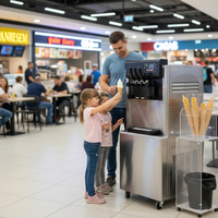 Máquina de Helado Suave Yinshuo, Nueva, de 3 Sabores, para Conos, de Alta Eficiencia, para Uso Comercial, Leche y Chocolate