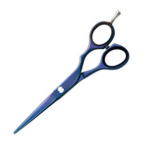 Ciseaux de cheveux de coiffeur enduits de couleur bleue 5.5 pouces fabriqués en acier allemand ciseaux de coupe de cheveux avec repose-doigt réglable - Product Image 4