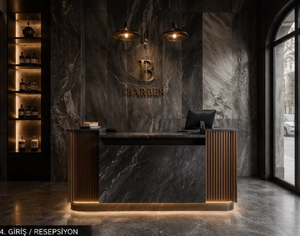 Modern Wood Triple <b>Mirror</b> <b>Foldable</b> Salon Station-Commercial Use for Beauty Salons Hotels Gyms Malls & Barber Shops - Product Image 5