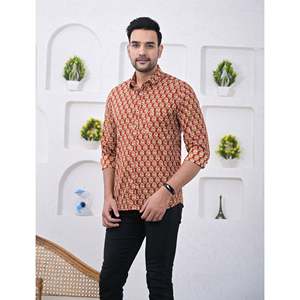 Chemise décontractée pour homme en coton imprimé à manches longues, respirante, en popeline ou tissu Oxford, motif floral ou à pois, offre ODM - Product Image 5