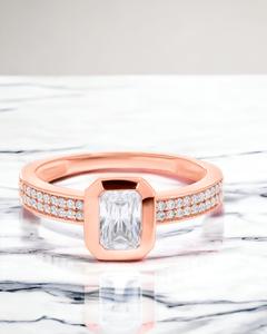 แหวนเพชรทำด้วยมือ0.67 CT Moissanite หรือในห้องปฏิบัติการตัวเลือกทองและเงินขายส่ง - Product Image 3