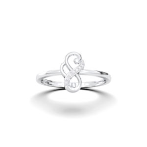 0.03 Carat F-G/VS Lab Grown Round Cut Diamond <b>Ring</b> Prong <b>Set</b> in Platinum with Fancy/Modern Design <b>for</b> <b>Women</b> - Product Image 1