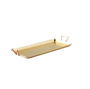 Customized Size & Shape Brass Trays With Handle Gold Finished <b>Tabletop</b> Food Serving Tray Uses in Hotels and Weddings - Product Image 1