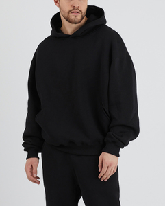 Logotipo personalizado para hombre Cargo diseño Slim Fit Joggers pantalones con capucha gimnasio Top negro completo negro pulóver deportes chándal - Product Image 2