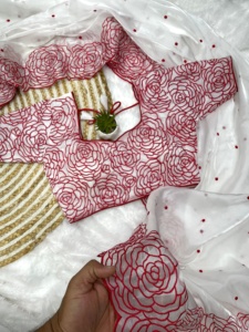 Sari de seda Zimmy Choo suave puro y atractivo de moda de excelente calidad con trabajo de bordado exportador mundial a la venta - Product Image 5