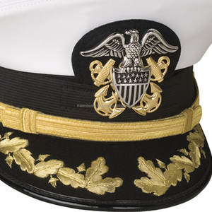 Casquette blanche uniforme de haute qualité avec badge en bullion, casquettes à visière en gros, prix personnalisé bon marché à vendre - Product Image 3