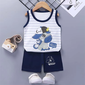 Vente en gros de costumes d'été pour garçons en deux pièces, veste et short d'été pour enfants, costume de veste pour enfants, vêtements d'été en coton pour filles - Product Image 4