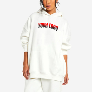 Pull surdimensionné en molleton de coton lourd 100% sweat à capuche pour femme personnalisé avant DTF imprimé Logo respirant Baggy Streetwear sweat à capuche - Product Image 1