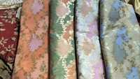 Tissus en soie brodée Banarasi de qualité supérieure, tissés à la main, avec des motifs floraux en jacquard doré métallique, tissu de couture en gros