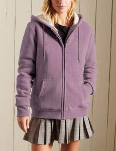 Women's High Quality Wool Fabric Casual Letterman Style <b>Hoodie</b> Sweatshirt Jacket Coat Full Zip <b>Sherpa</b> Lined 100% Cotton Winter - Product Image 1