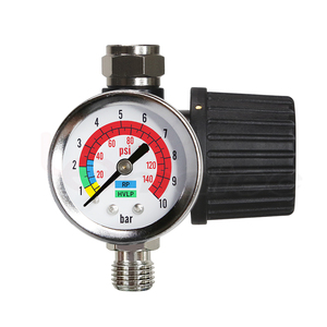 LEMATEC เครื่องปรับแรงดันลม 0-140 PSI เกจวัดแบบอะนาล็อก ตัวเรือนโลหะ 1/4 นิ้ว สำหรับปืนพ่นลม เครื่องมือลม - Product Image 1